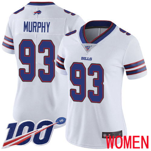 Women Buffalo Bills 93 Trent Murphy White Vapor Untouchable Limited Player 100th Season NFL Jersey